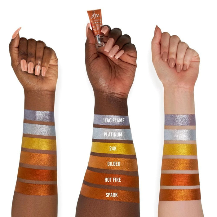 Danessa Myricks Colorfix Liquid Metals arm swatches on different skin tones
