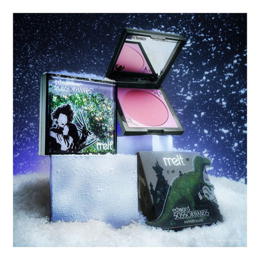 Melt Cosmetics Powder Blush Because You Asked Me To stylized with snowy background