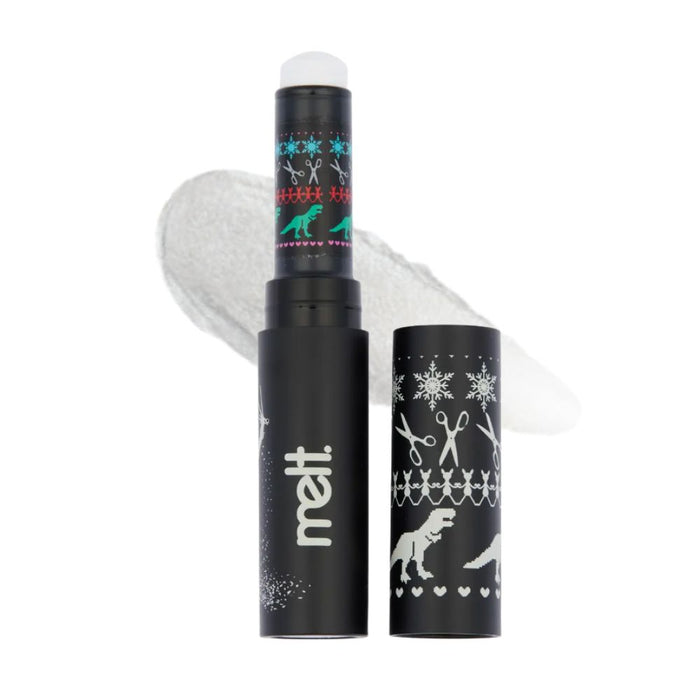 Melt Cosmetics Lustre Slick Eyeshadow Topper Stick It's Cold Outside with swatch behind