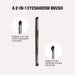Make Up For Ever dual-ended eyeshadow brush featuring a rounded fluffy blending end and a fanned flat side for precise eyeliner application, shown on a neutral background.