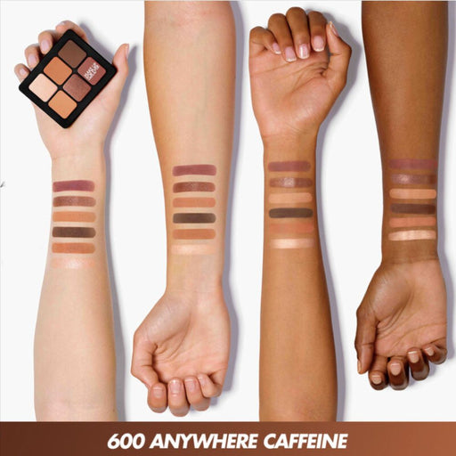 600 Anywhere Caffine Eyeshadow Mini Palette arm swatches on different skintones