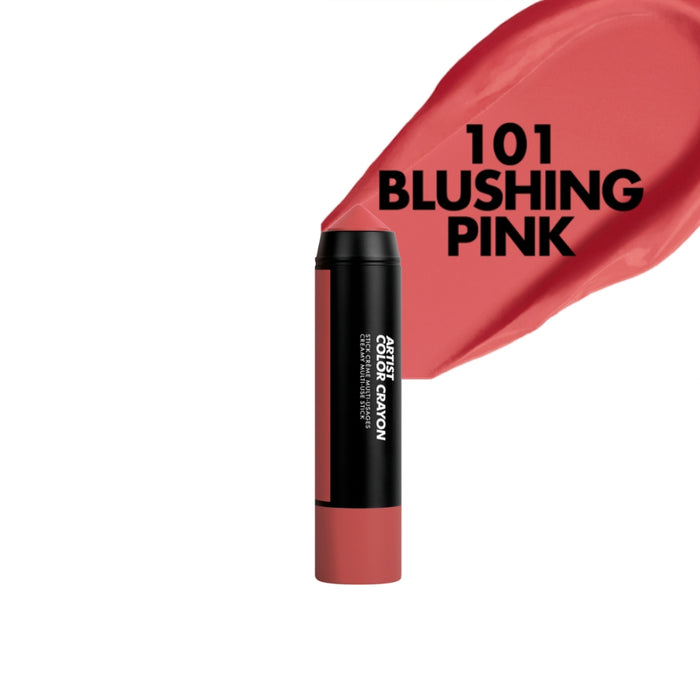 Make up for ever artist color crayon with a swatch and name of the shade - 101 Blushing Pink