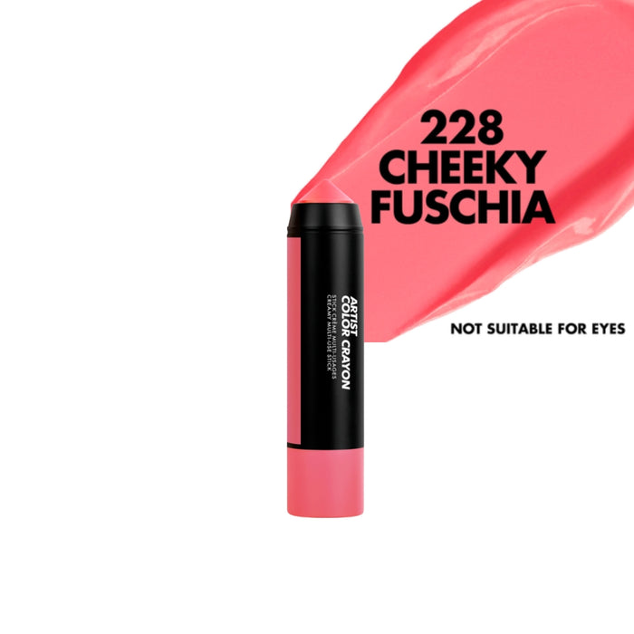 Make up for ever artist color crayon with a swatch and name of the shade - 228 Cheeky Fuschia