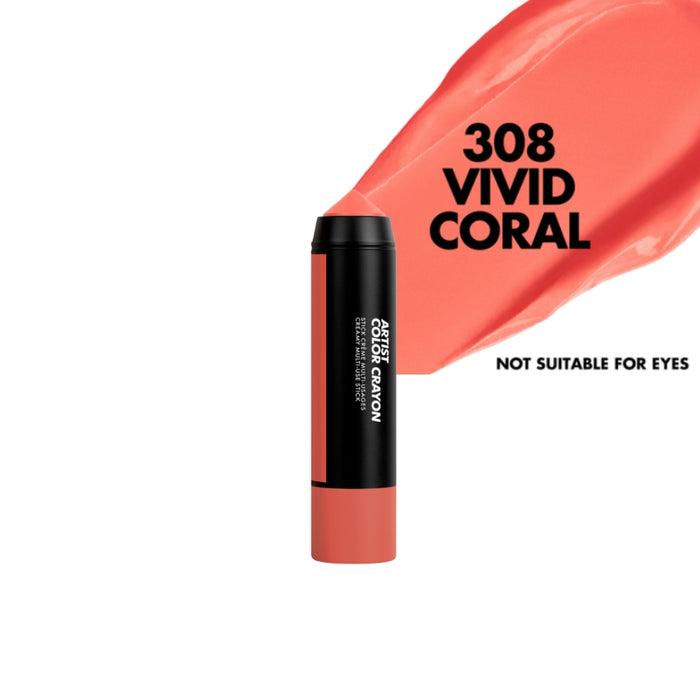 Make up for ever artist color crayon with a swatch and name of the shade - 308 Vivid Coral