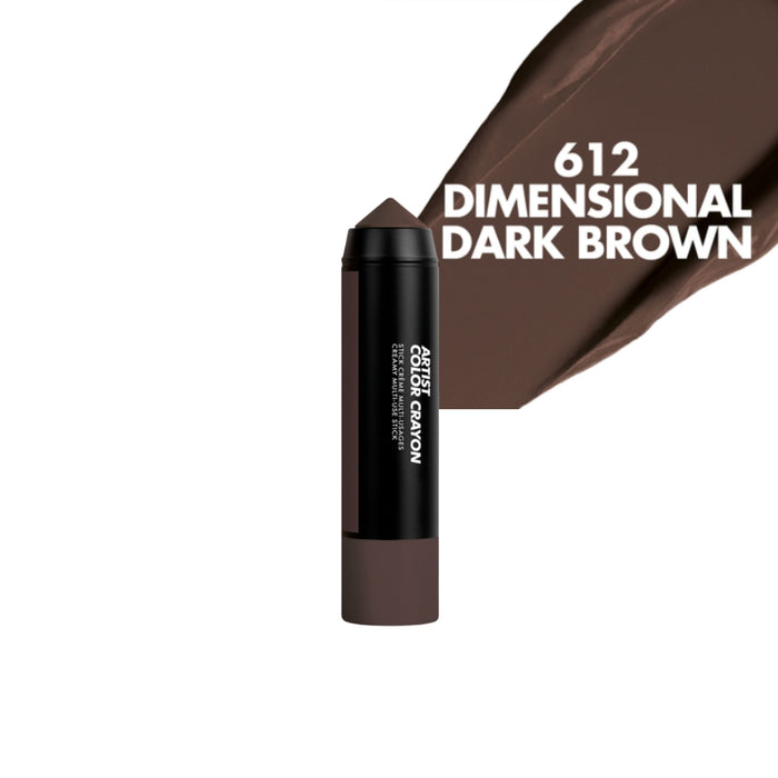 Make up for ever artist color crayon with a swatch and name of the shade - 612 Dimensional Dark Brown