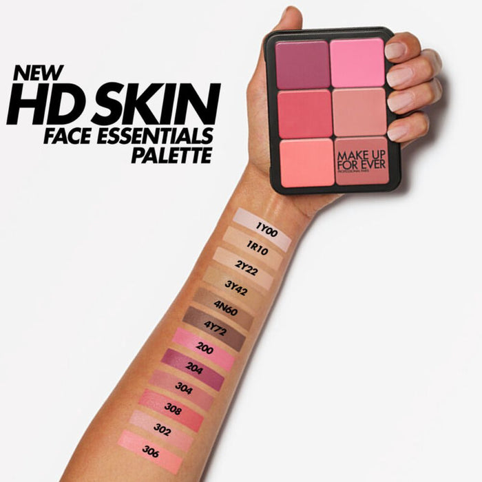 Make Up For Ever HD Skin Face Essentials Palette Arm swatch with shade colors holding palette