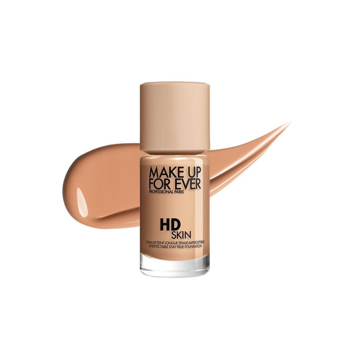 MUFE HD Skin Undetectable Longwear Foundation 2R24 Cool Nude with Swatch behind