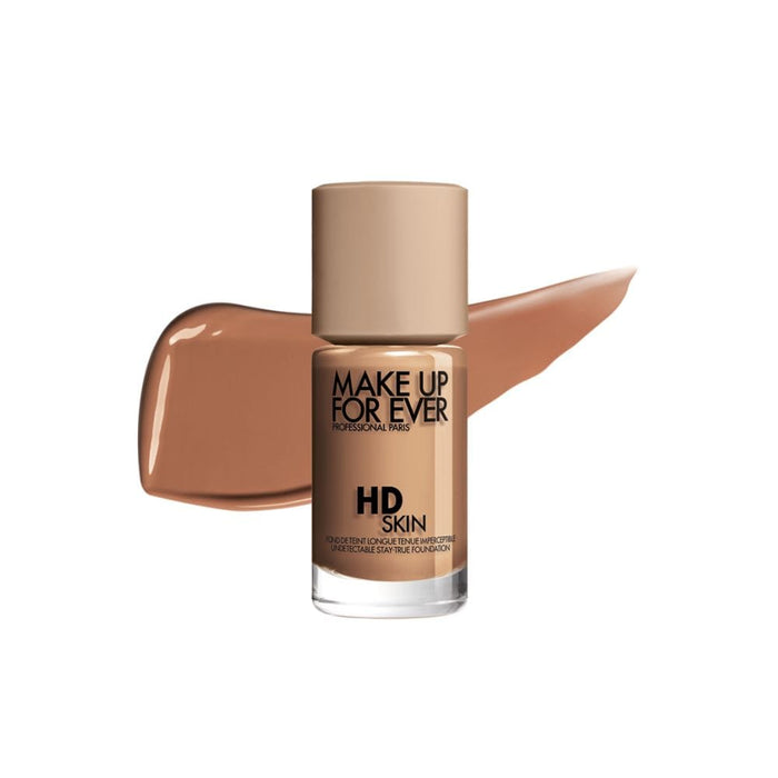 MUFE HD Skin Undetectable Longwear Foundation 3R44 Cool Amber with Swatch behind