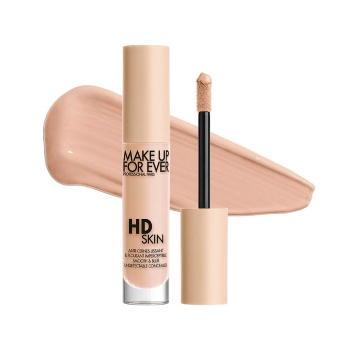 MUFE HD Skin Concealer 1.5R Linen with Swatch behind product