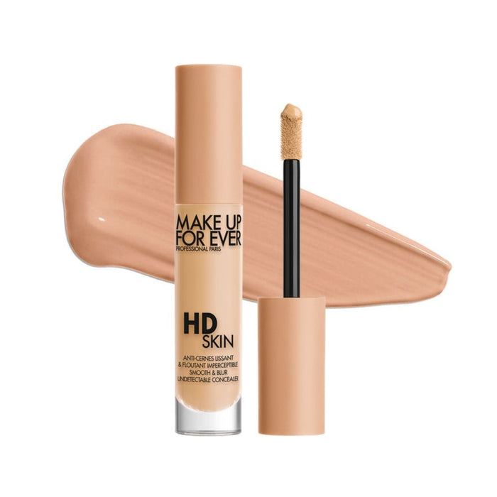 MUFE HD Skin Concealer 2.2R Macadamia with Swatch behind product