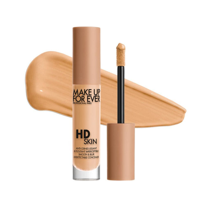 MUFE HD Skin Concealer 3.0R Nutmeg with Swatch behind product