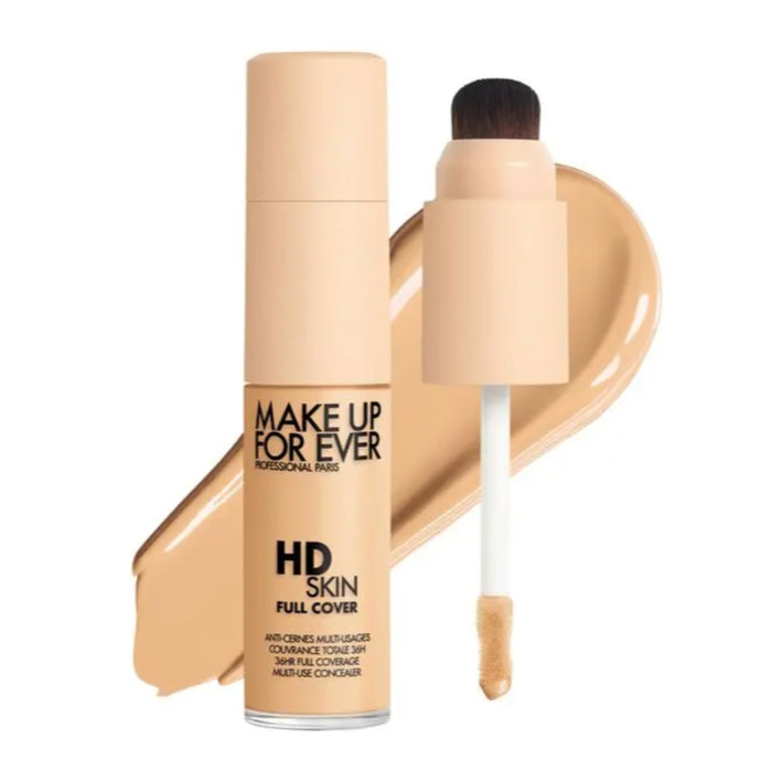 HD Skin Full Cover Multi-Use Waterproof Concealer with swatch behind product against a white background