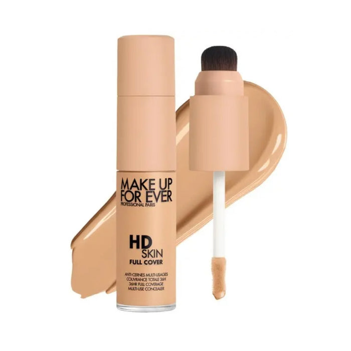 HD Skin Full Cover Multi-Use Waterproof Concealer with swatch behind product against a white background
