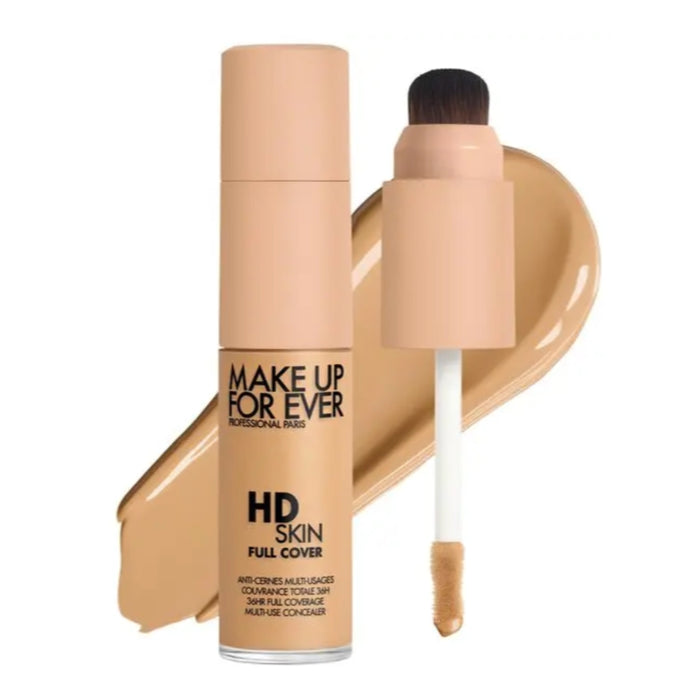 HD Skin Full Cover Multi-Use Waterproof Concealer with swatch behind product against a white background