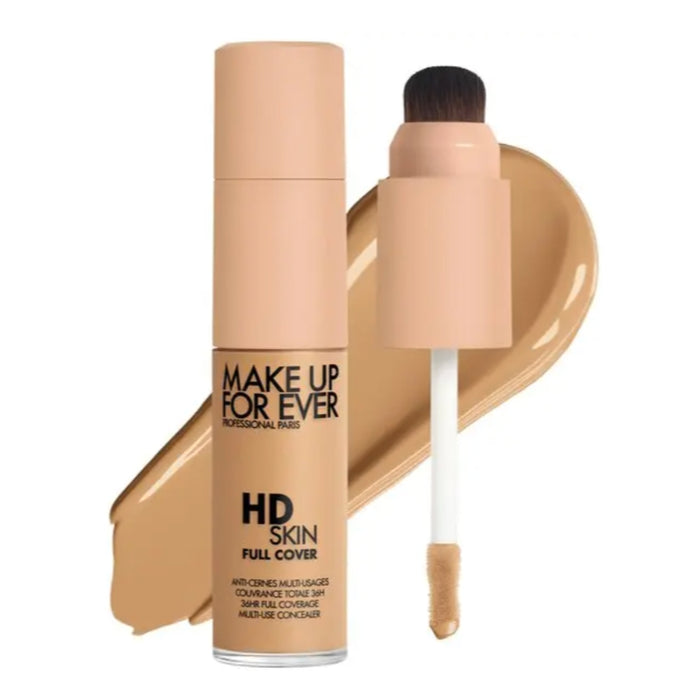 HD Skin Full Cover Multi-Use Waterproof Concealer with swatch behind product against a white background