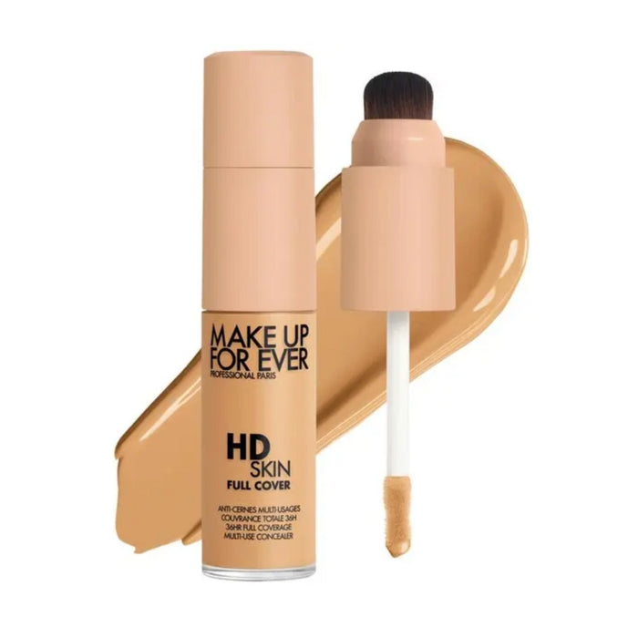 HD Skin Full Cover Multi-Use Waterproof Concealer with swatch behind product against a white background