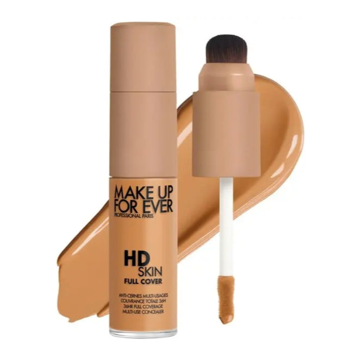 HD Skin Full Cover Multi-Use Waterproof Concealer with swatch behind product against a white background