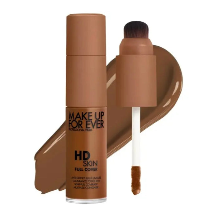 HD Skin Full Cover Multi-Use Waterproof Concealer with swatch behind product against a white background