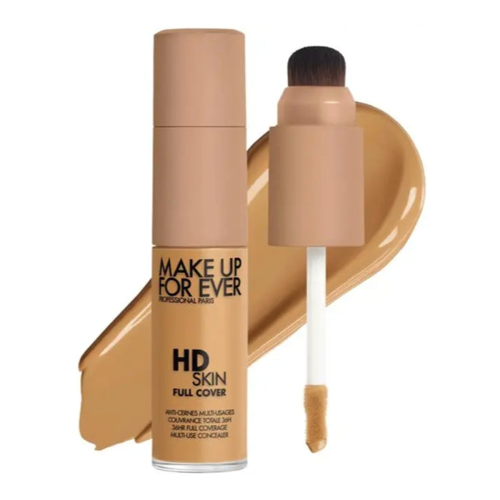 HD Skin Full Cover Multi-Use Waterproof Concealer with swatch behind product against a white background