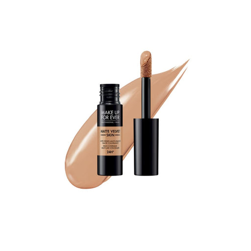 Make Up For Ever Matte Velvet Skin Concealer 2.4 Soft Sand with swatch behind