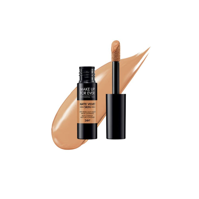 Make Up For Ever Matte Velvet Skin Concealer 3.4 Desert with swatch behind