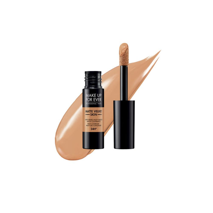 Make Up For Ever Matte Velvet Skin Concealer 3.6 Golden Sand with swatch behind