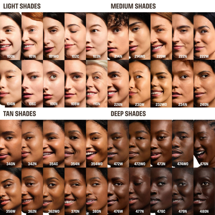 Make Up For Ever Balancing and Perfecting Liquid Foundations applied on models faces. Divided by shade ranges