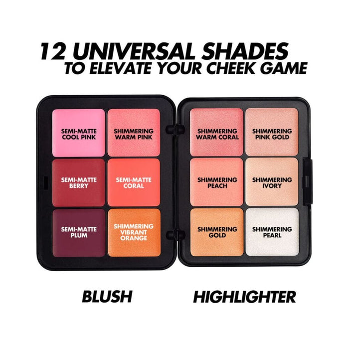 Make Up For Ever HD Skin Blush & Glow Palette open with shade descriptions 