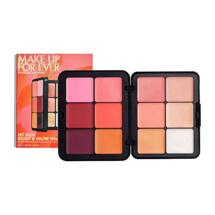 Make Up For Ever HD Skin Blush & Glow Palette open in front of packaging 