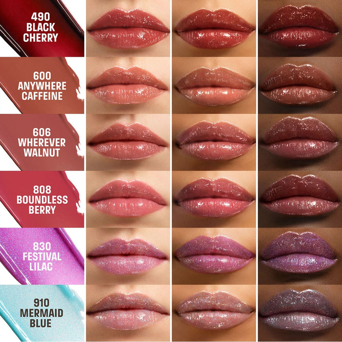 Make Up For Ever Artist Colorglow Lip Balm shade swatches on light, medium and dark skin lips