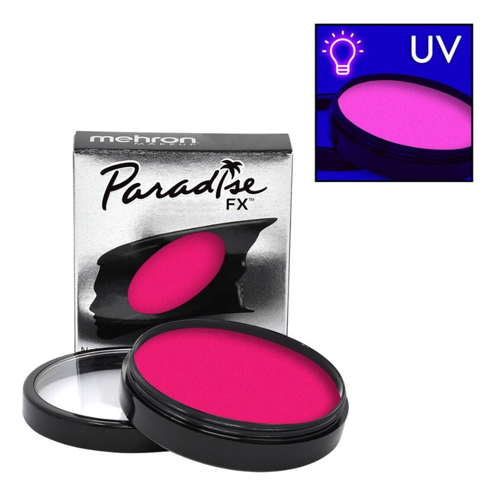 Mehron Paradise FX Neon Pink Intergalactic 1.4oz regular and uv depictions