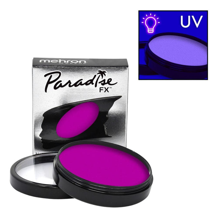 Mehron Paradise FX Neon Purple Nebula 1.4oz regular and uv depictions