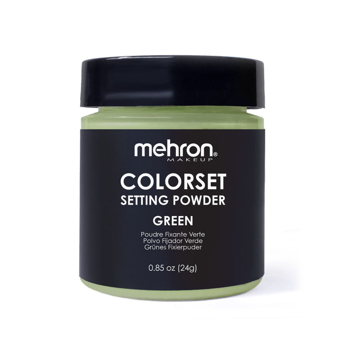 Mehron Colorset Setting Powder Green 0.85oz shaker jar