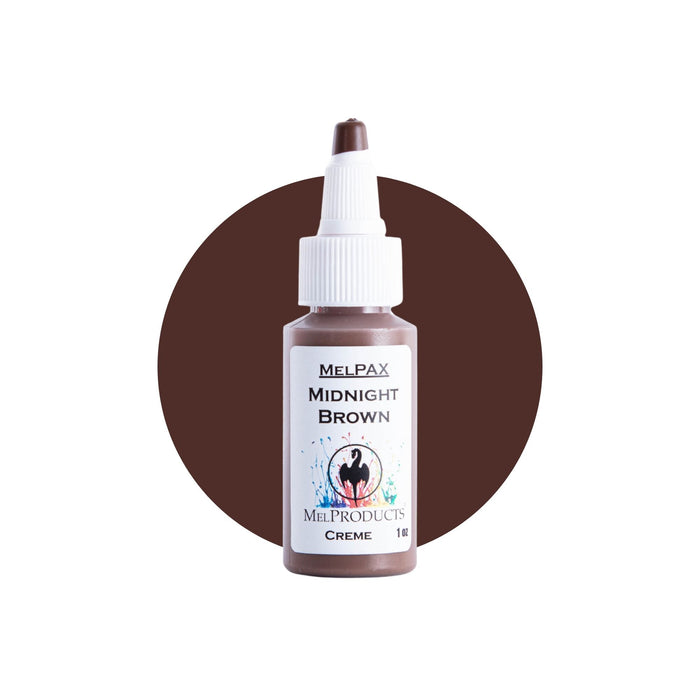 Mel Products Creme MelPax 1oz Midnight Brown with swatch