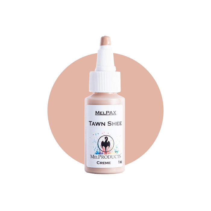 Mel Products Creme MelPax 1oz Tawn Shee with swatch