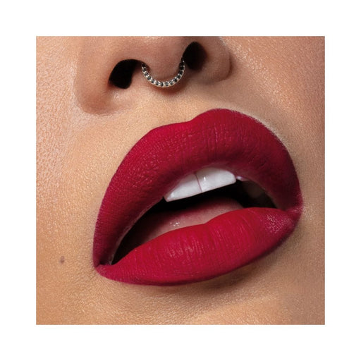 Melt Cosmetics Thirst For Blood Liquid Set Lipstick swatch on model lips