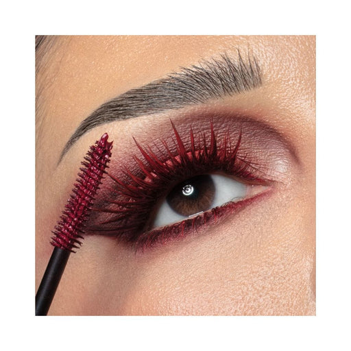 Melt Cosmetics Dracula Red Damned Mascara on model lashes