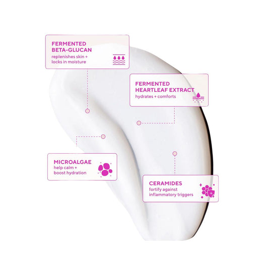 Murad Heartleaf Soothing Face Cleanser for Sensitive and Eczema-Prone Skin key ingredients text over swatch