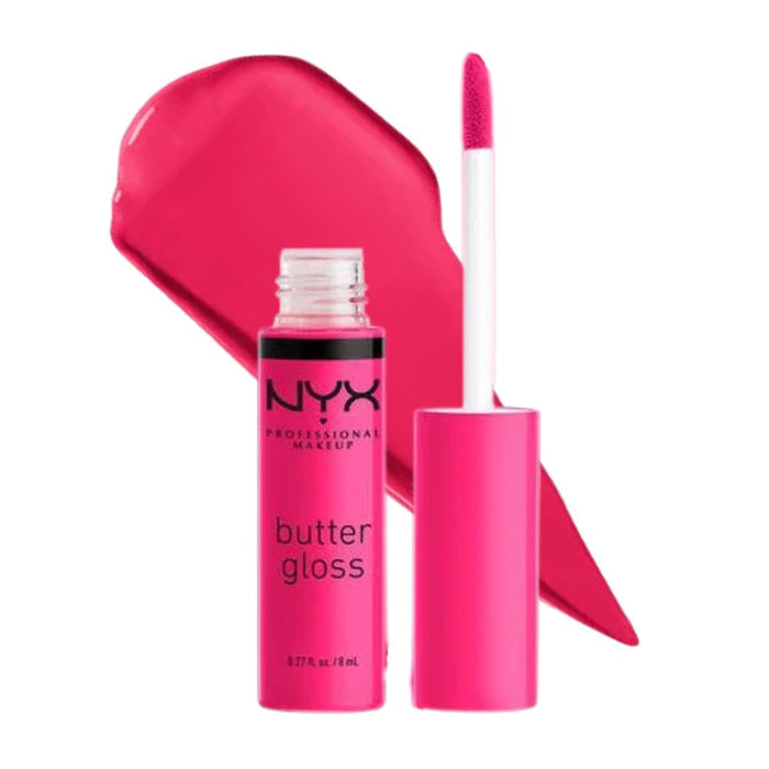 NYX Butter Gloss Summer Fruit with swatch behind product