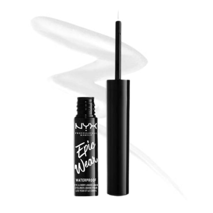 NYX Epic Wear Waterproof Eye & Body Liquid Liner White with swatch behind