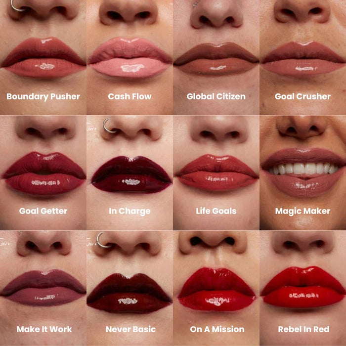 NYX Shine Loud High Shine Lip Color Gloss lip swatches on light tones with names