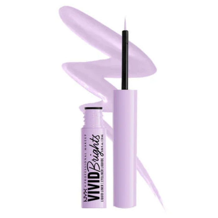 NYX shade lilac link Vivid Brights Colored Liquid Eyeliner with swatch