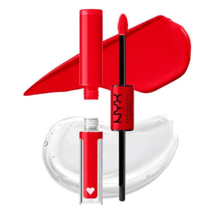 NYX Shine Loud High Shine Lip Color Gloss Rebel in Red with swatch