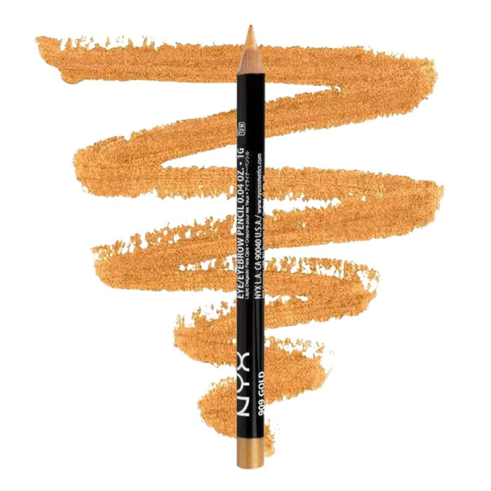 NYX Slim Eye Pencil Gold Shimmer with swatch behind