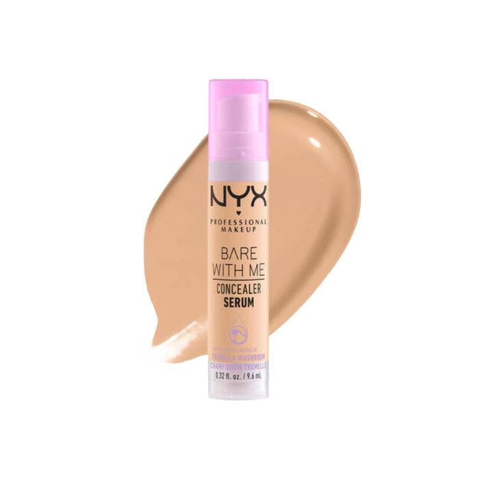 NYX Bare With Me Concealer Serum Beige with swatch behind product
