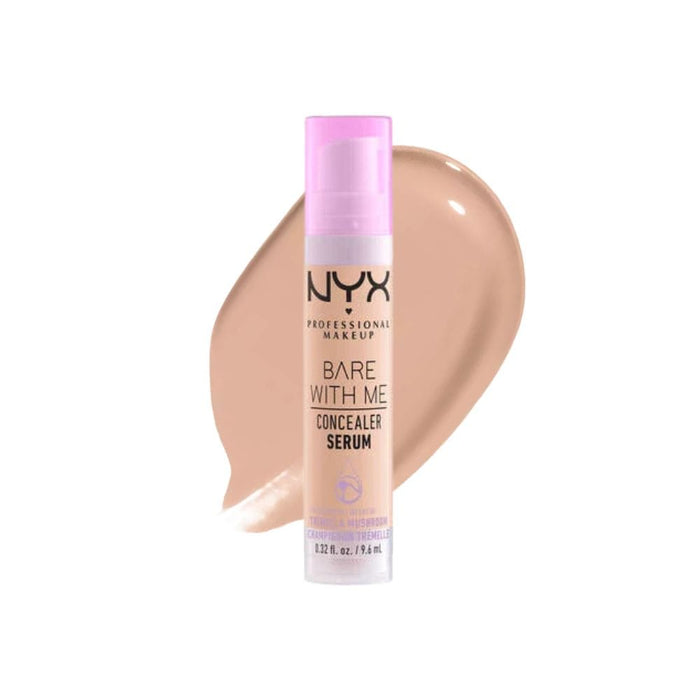 NYX Bare With Me Concealer Serum Light with swatch behind product