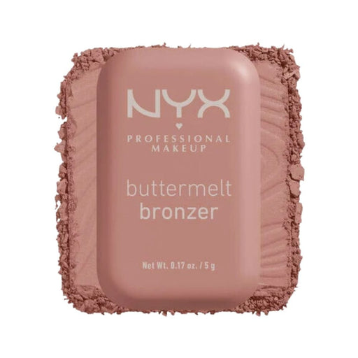 NYX Buttermelt Bronzer Butta Cup with swatch behind