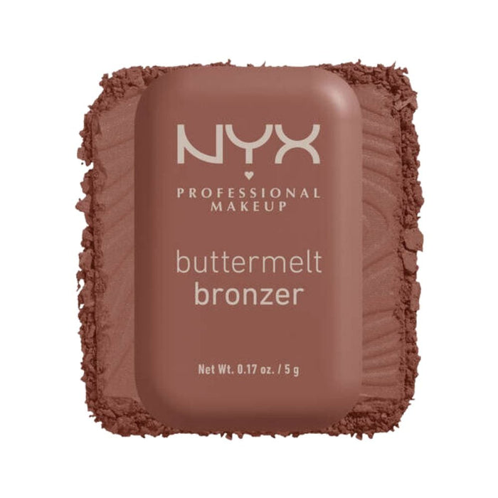 NYX Buttermelt Bronzer Butta Off with swatch behind