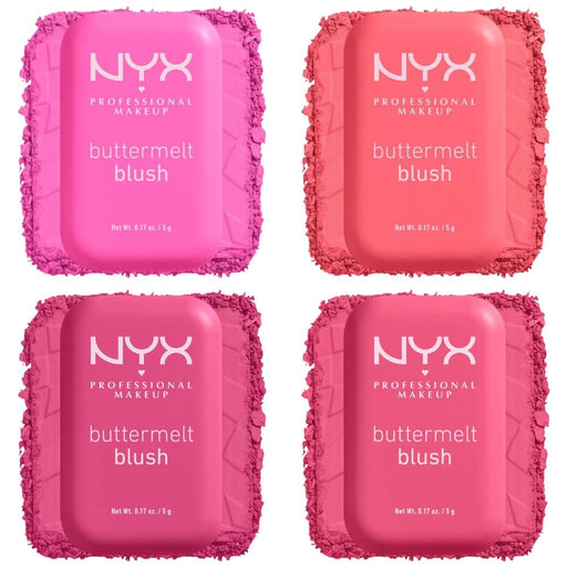 NYX Buttermelt Blush family pic of 4 shades in 2x2 grid 