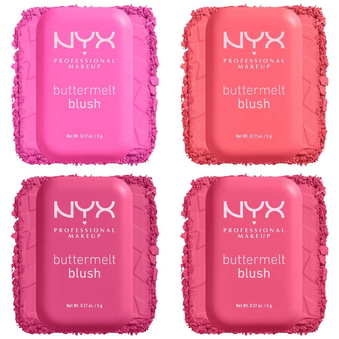 NYX Buttermelt Blush family pic of 4 shades in 2x2 grid 